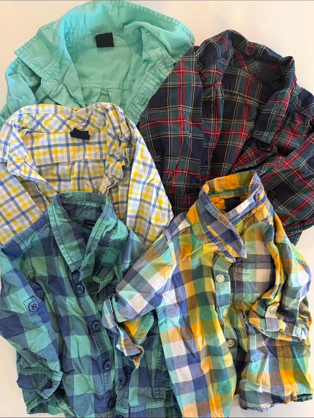 GAP Boys Multi-Color Plaid & Solid Button-Down Shirt Lot